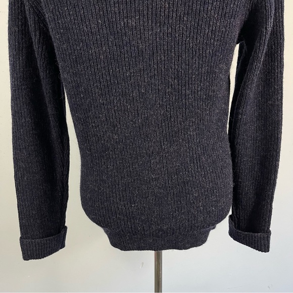 Line of Trade Men's S 100% Shetland Wool Cardigan Sweater Shawl Collar Navy Blue - Picture 9 of 12